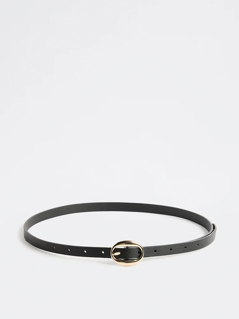 Westside Accessories Black Oval Puff Buckle Belt - Image 2