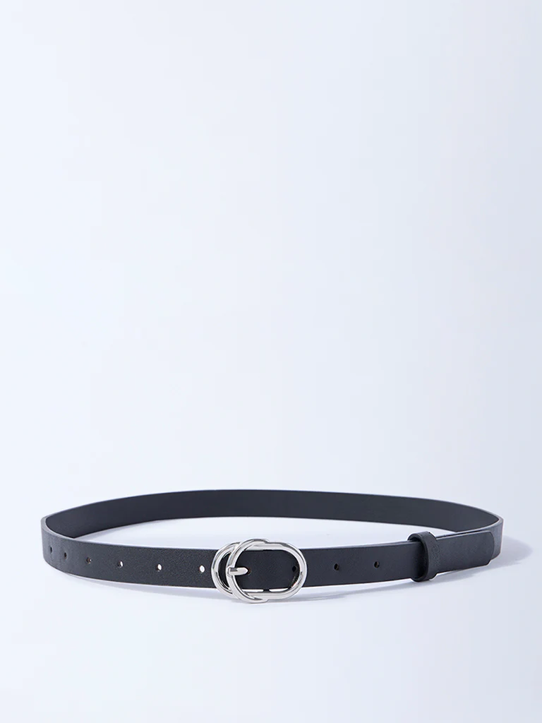 Westside Accessories Black Oval-Twisted Buckle Belt