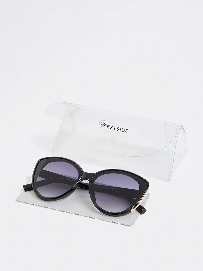 Westside Accessories Black Oversized Cateye Sunglasses - Comes with a Pouch and Cleaning Cloth - Image 4
