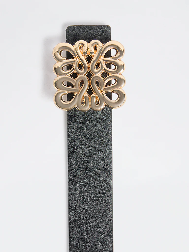 Westside Accessories Black Patterned Buckle Belt - Image 3