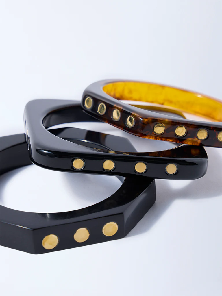 Westside Accessories Black Resin Stud Bangles - Pack of 3 - Image 3