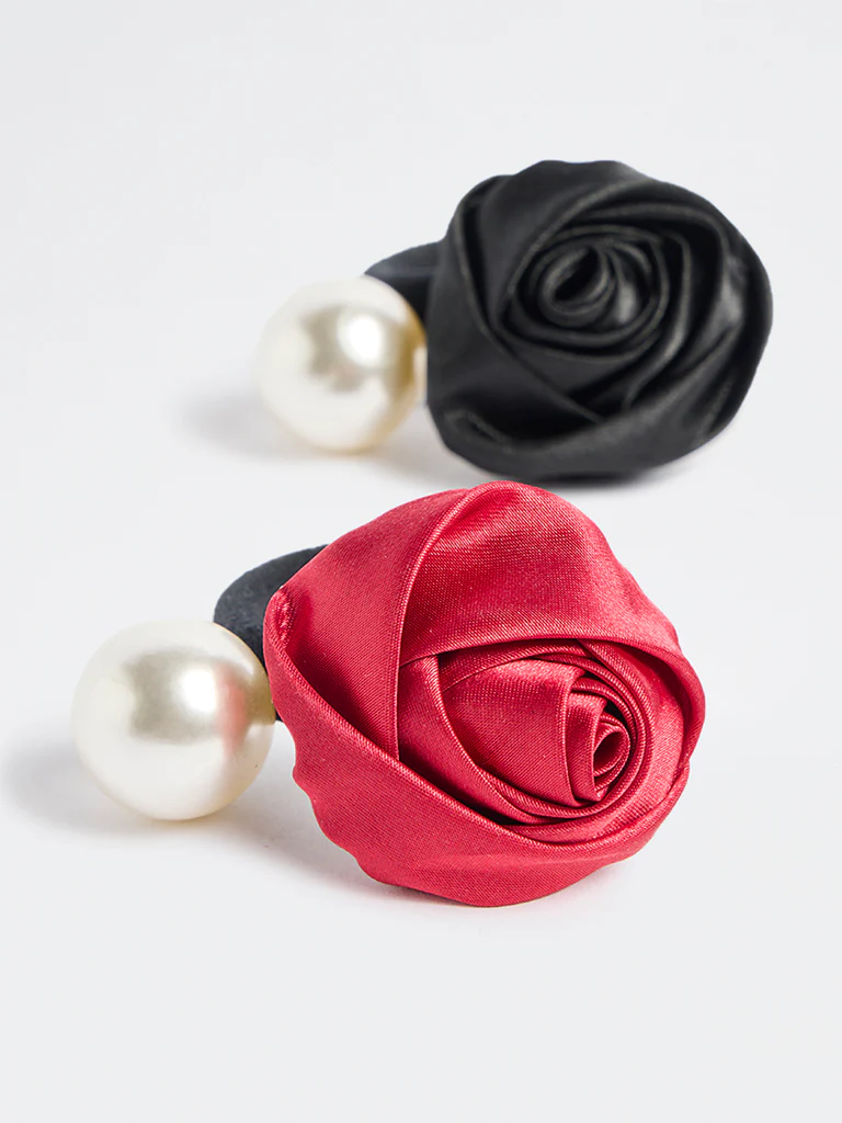 Westside Accessories Black Rose and Pearlescent Hair Ties - Pack of 2 - Image 3