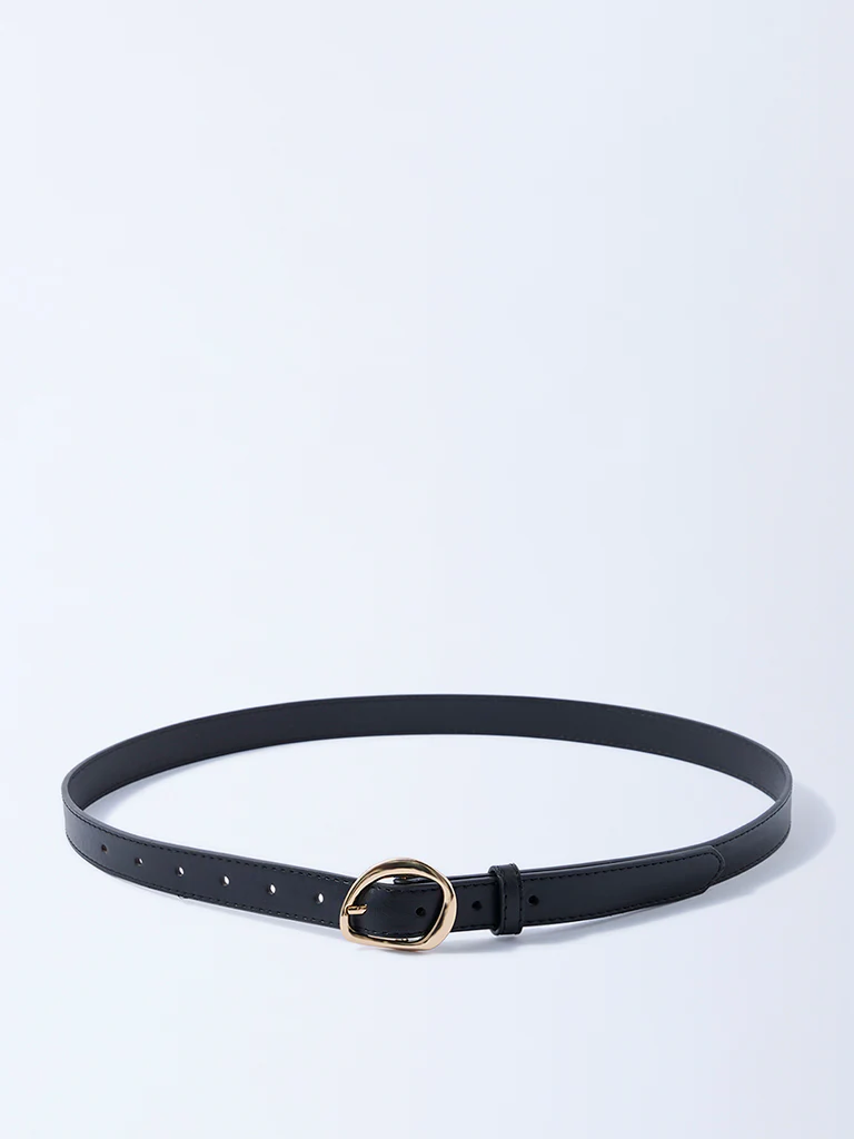 Westside Accessories Black Sculpted-Buckle Detailed Belt