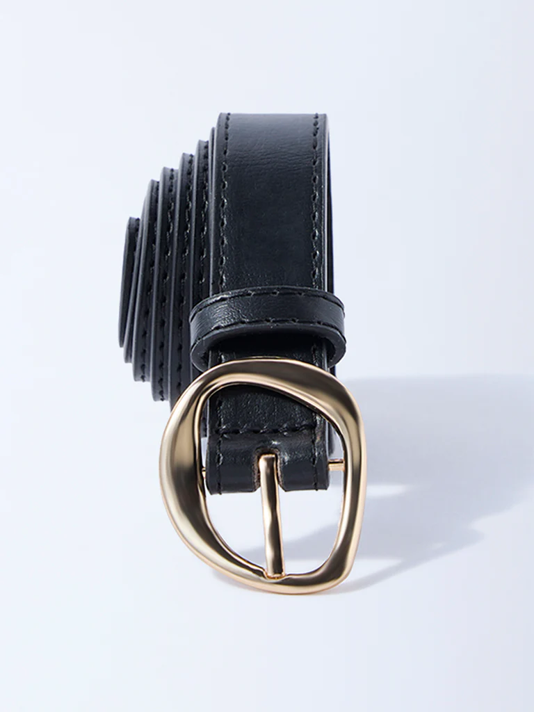 Westside Accessories Black Sculpted-Buckle Detailed Belt - Image 2