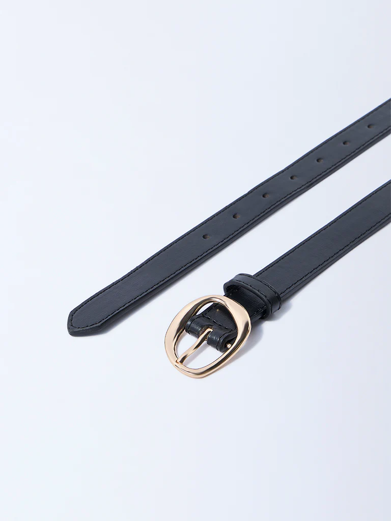 Westside Accessories Black Sculpted-Buckle Detailed Belt - Image 3