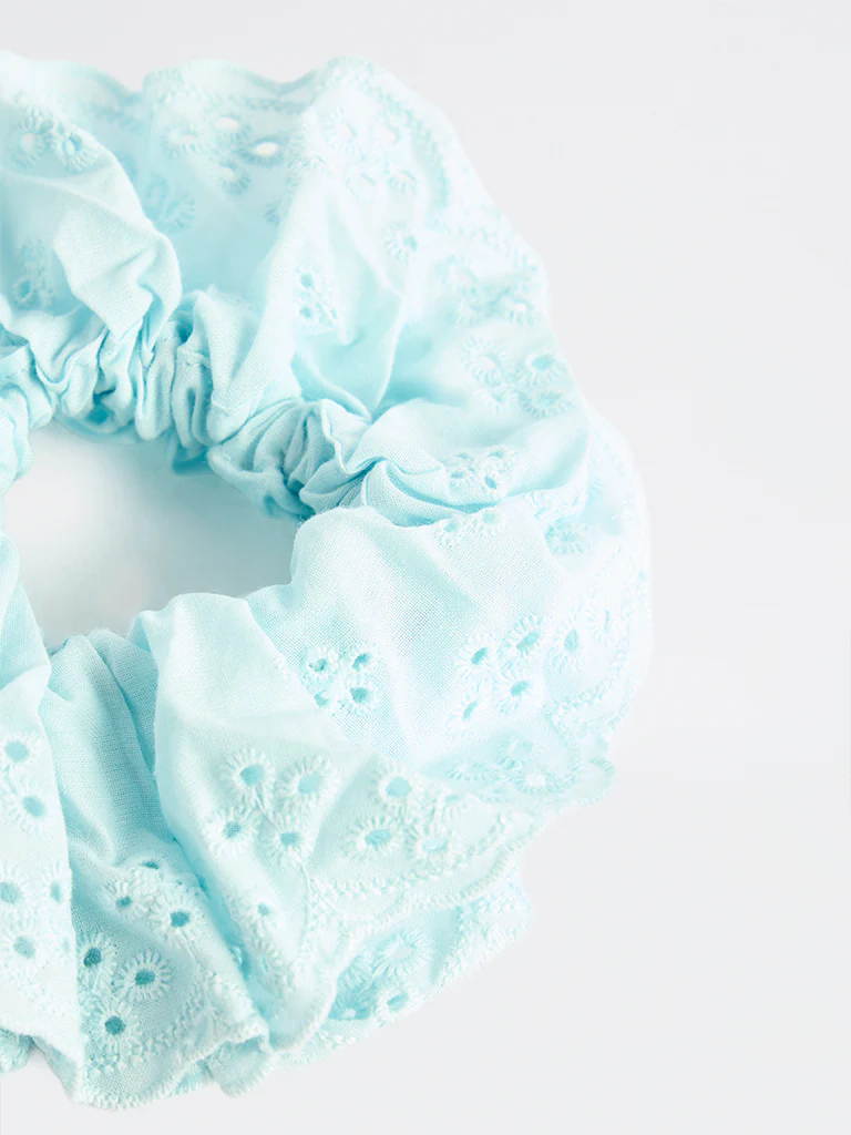Westside Accessories Blue Embroidered Scrunchie - Image 3