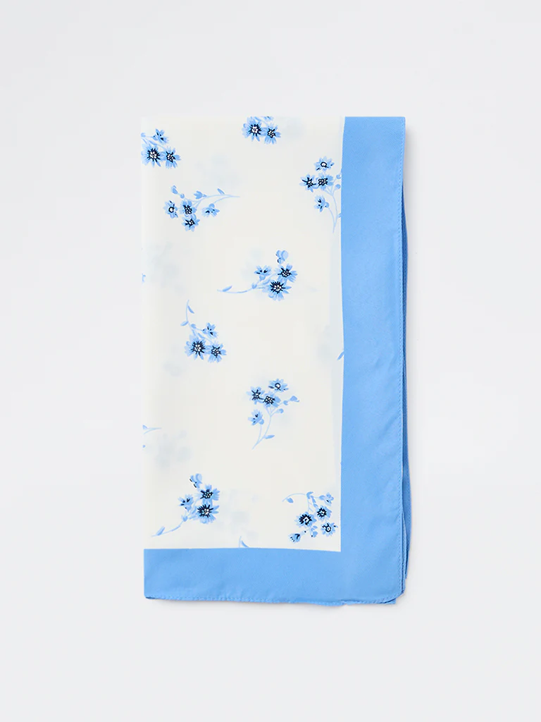 Westside Accessories Blue Floral Pattern Scarf