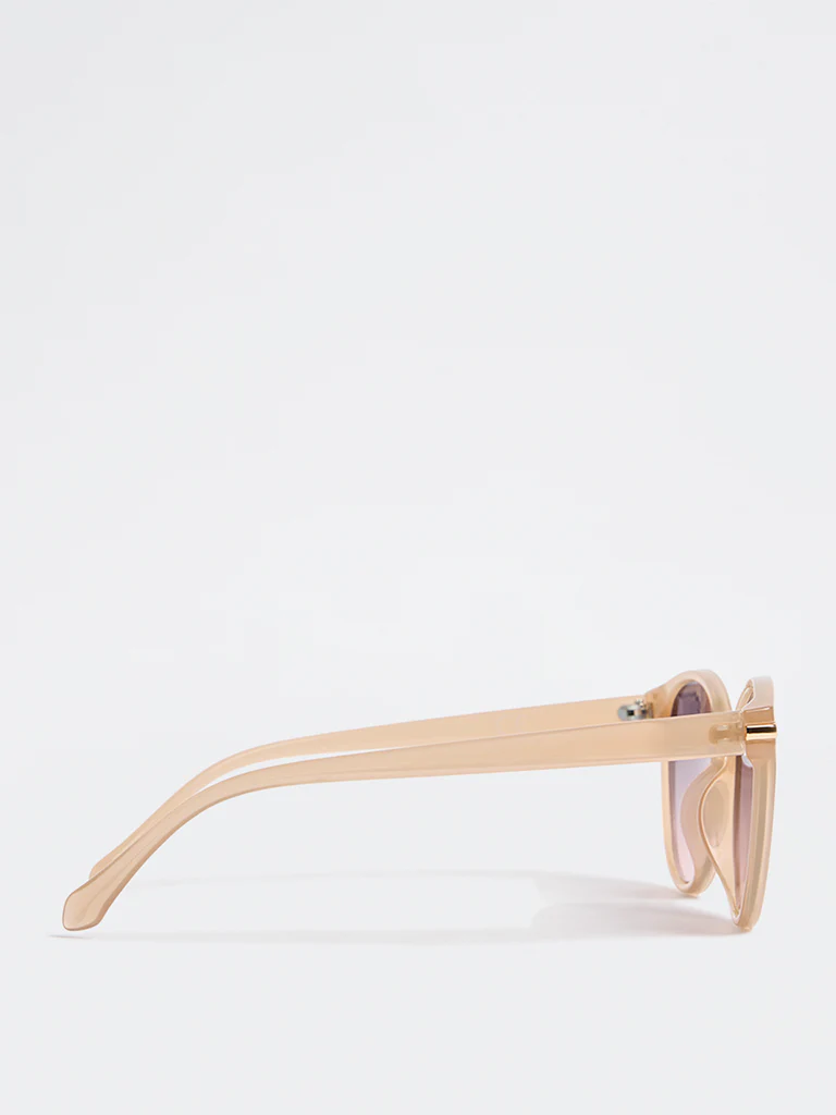 Westside Accessories Brown Acrylic Round Sunglasses with Pouch - Image 3