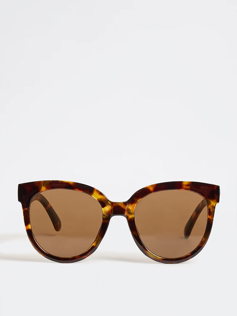 Westside Accessories Brown Animal Pattern Oversized Sunglasses with Pouch