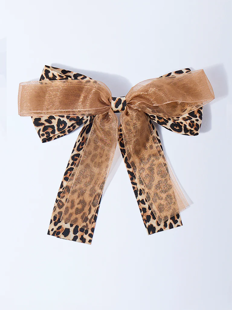 Westside Accessories Brown Animal Printed Bow Clip