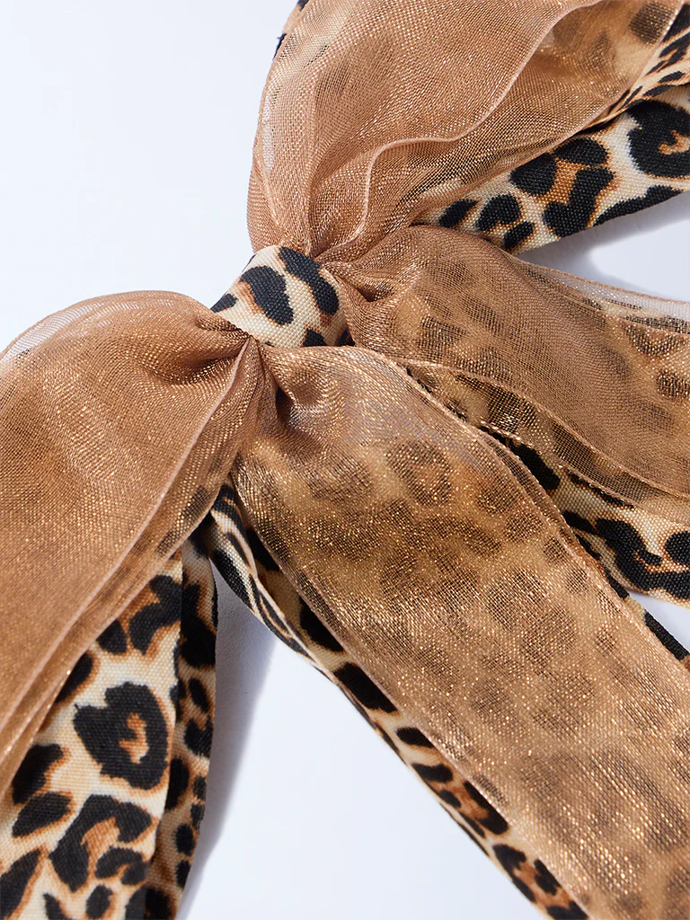 Westside Accessories Brown Animal Printed Bow Clip - Image 3