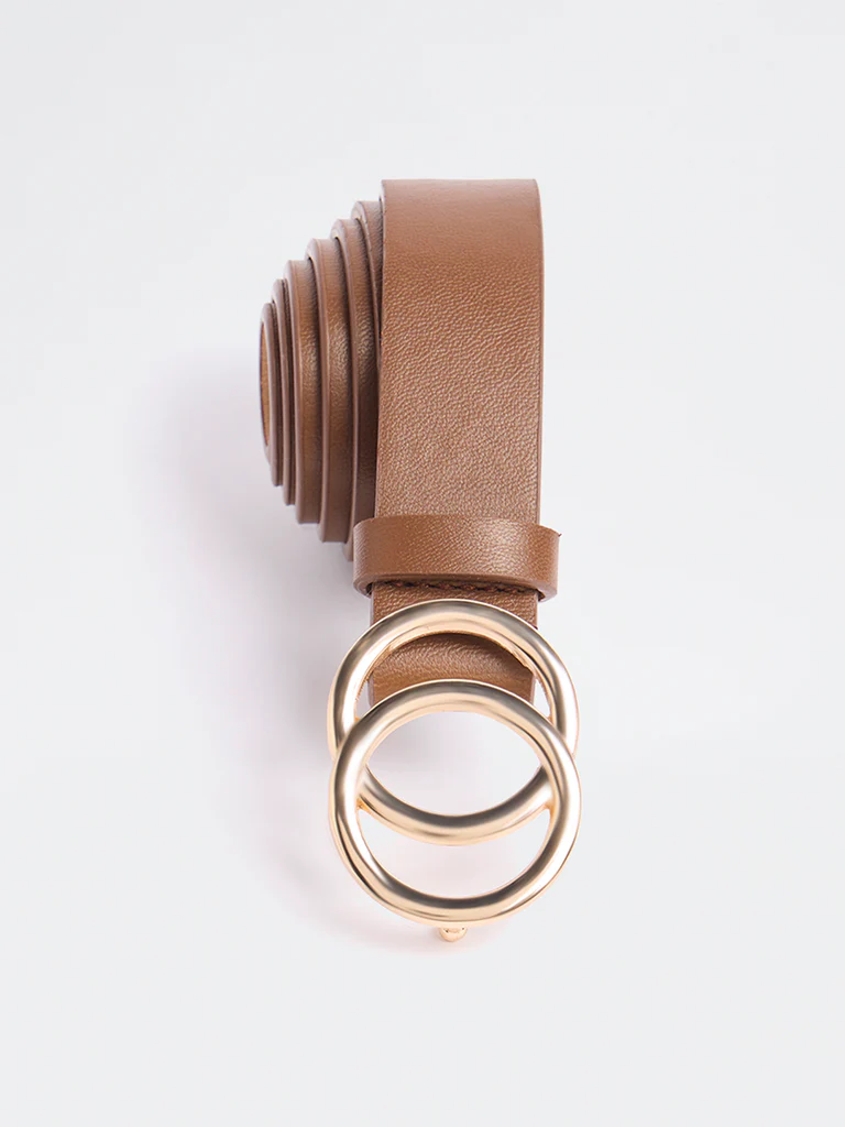 Westside Accessories Brown Circular-Buckle Belt