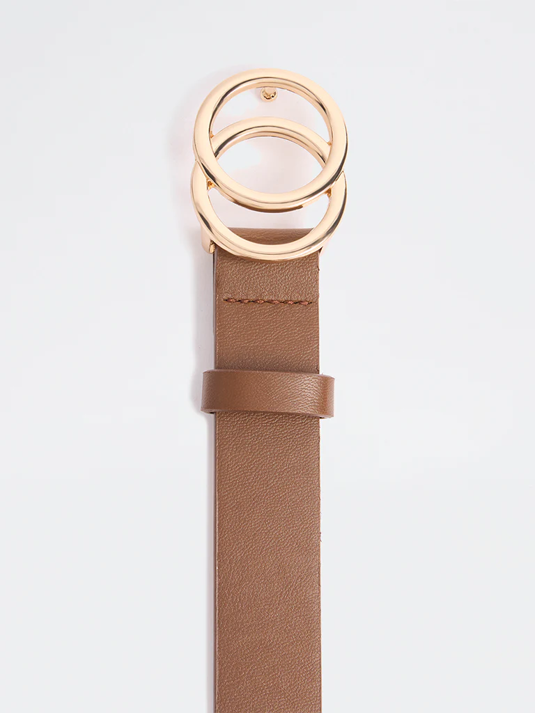 Westside Accessories Brown Circular-Buckle Belt - Image 3