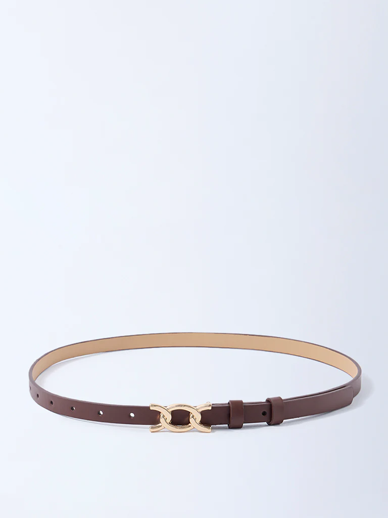 Westside Accessories Brown Fancy-Buckle Detailed Belt