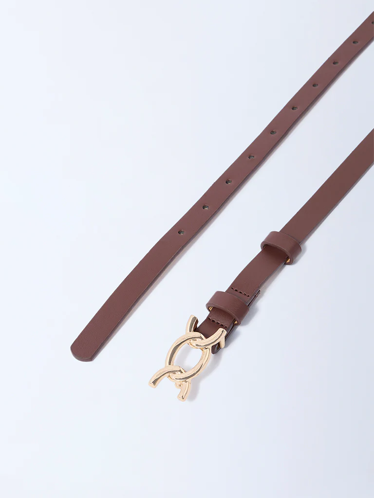 Westside Accessories Brown Fancy-Buckle Detailed Belt - Image 3