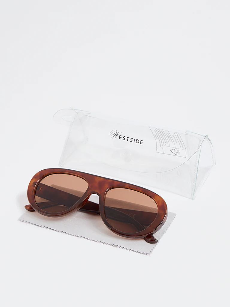 Westside Accessories Brown Fancy Sunglasses - Comes with a Pouch and Cleaning Cloth - Image 4