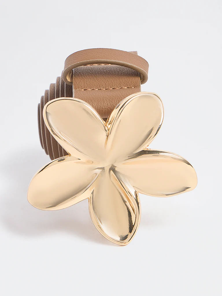 Westside Accessories Brown Floral Buckle Belt