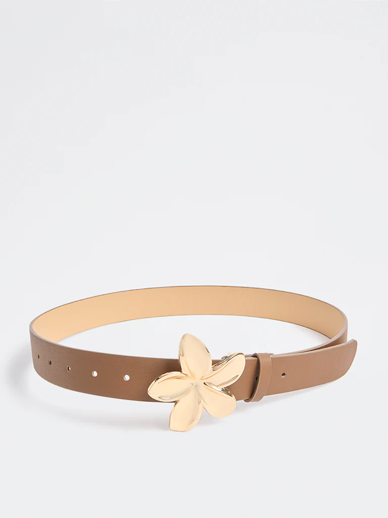 Westside Accessories Brown Floral Buckle Belt - Image 2
