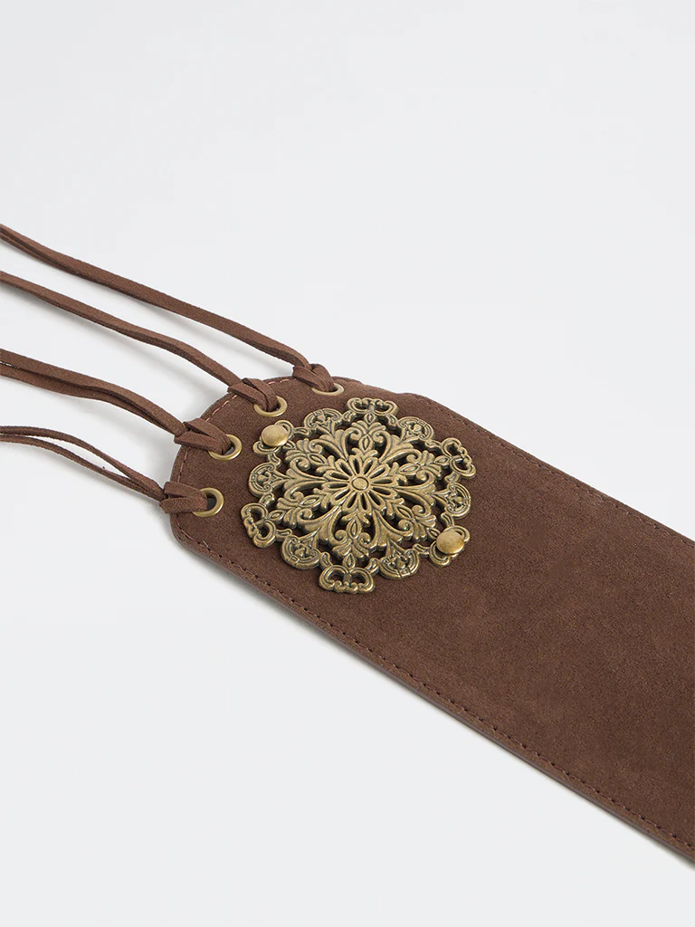 Westside Accessories Brown Metal-Detailed Corset Belt - Image 3