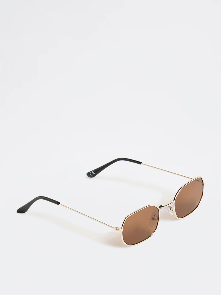Westside Accessories Brown Metal Frame Sunglasses with Pouch - Image 2