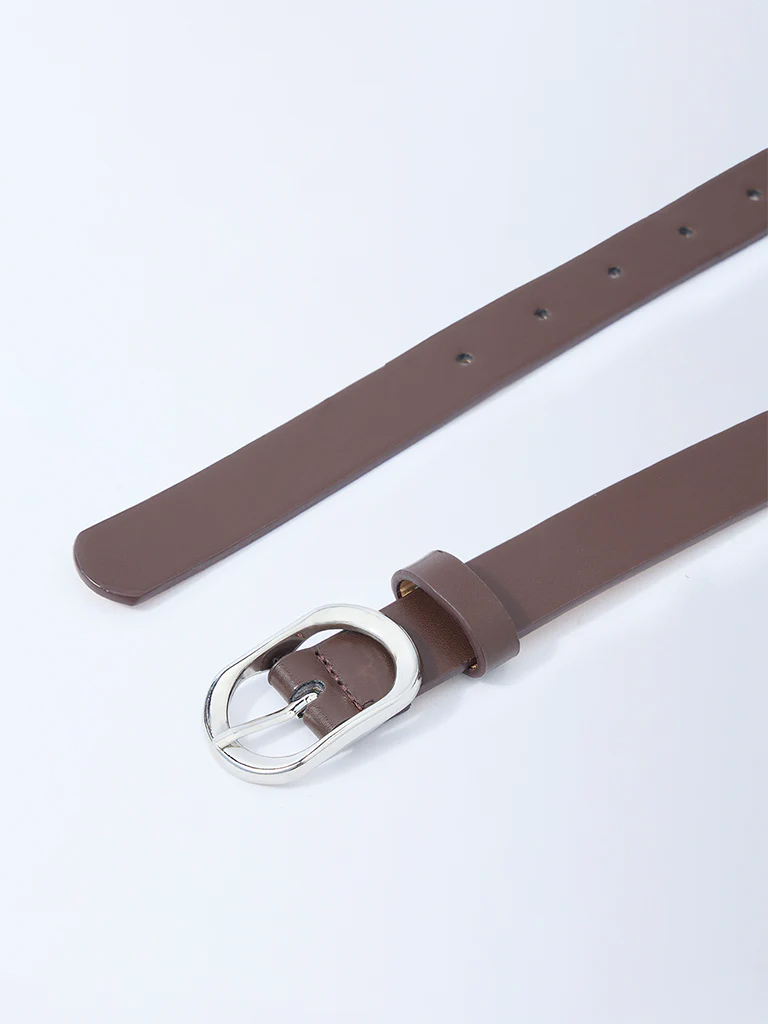 Westside Accessories Brown Oval Buckle Belt - Image 3