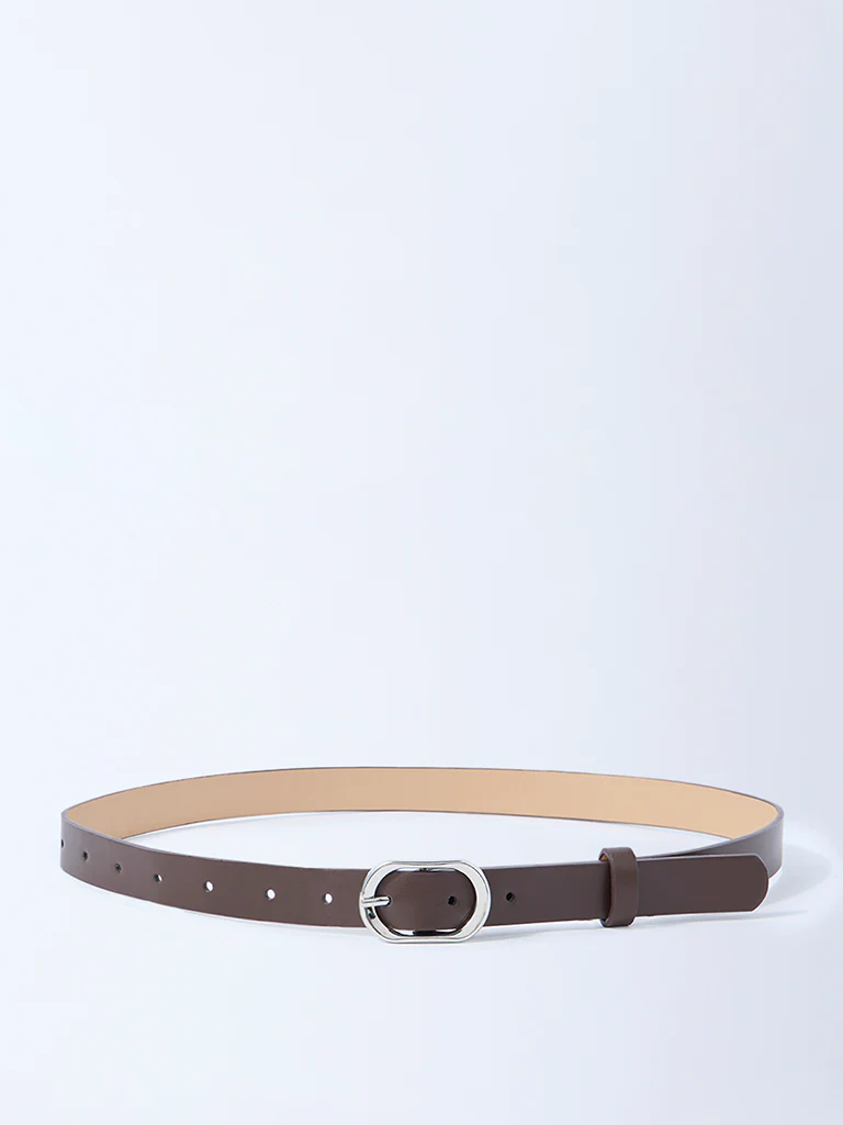 Westside Accessories Brown Oval Buckle Belt