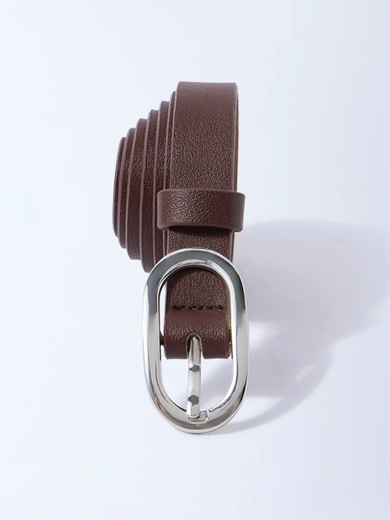 Westside Accessories Brown Oval Buckle Belt - Image 2