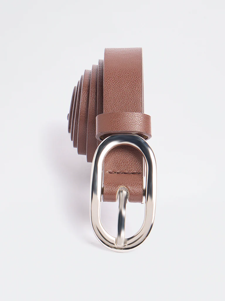 Westside Accessories Brown Oval-Buckle Belt