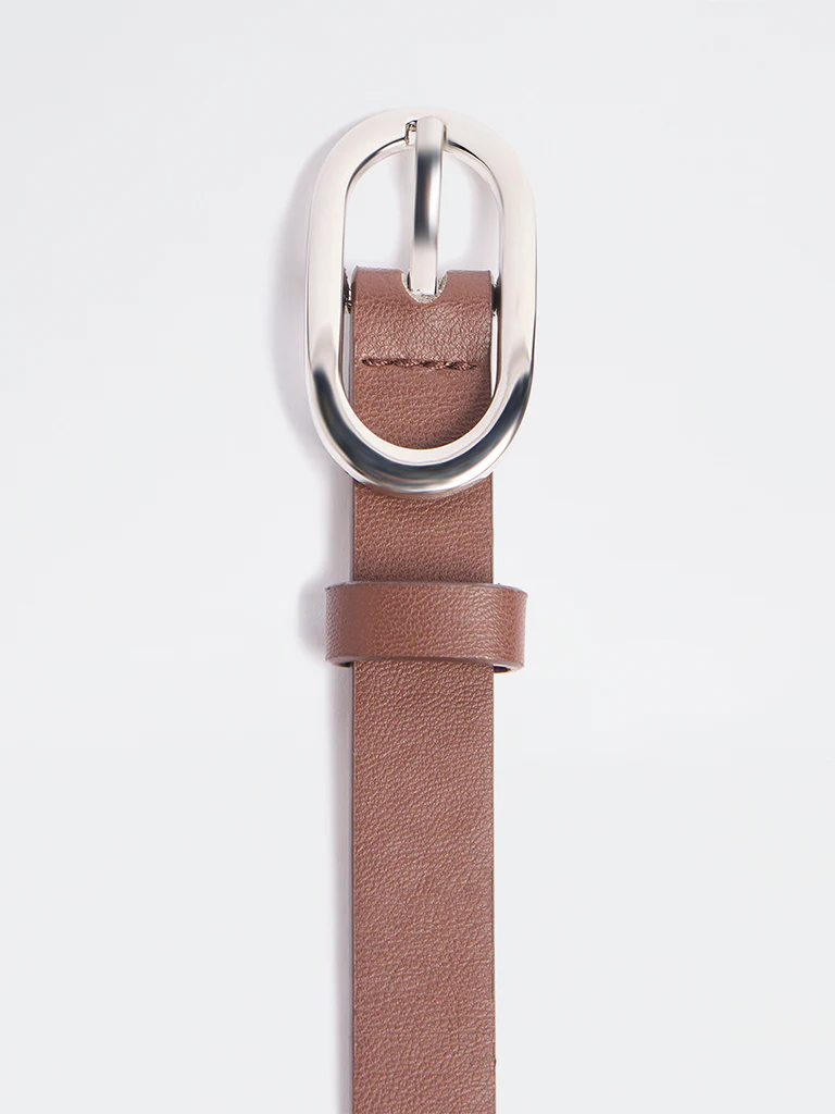 Westside Accessories Brown Oval-Buckle Belt - Image 3