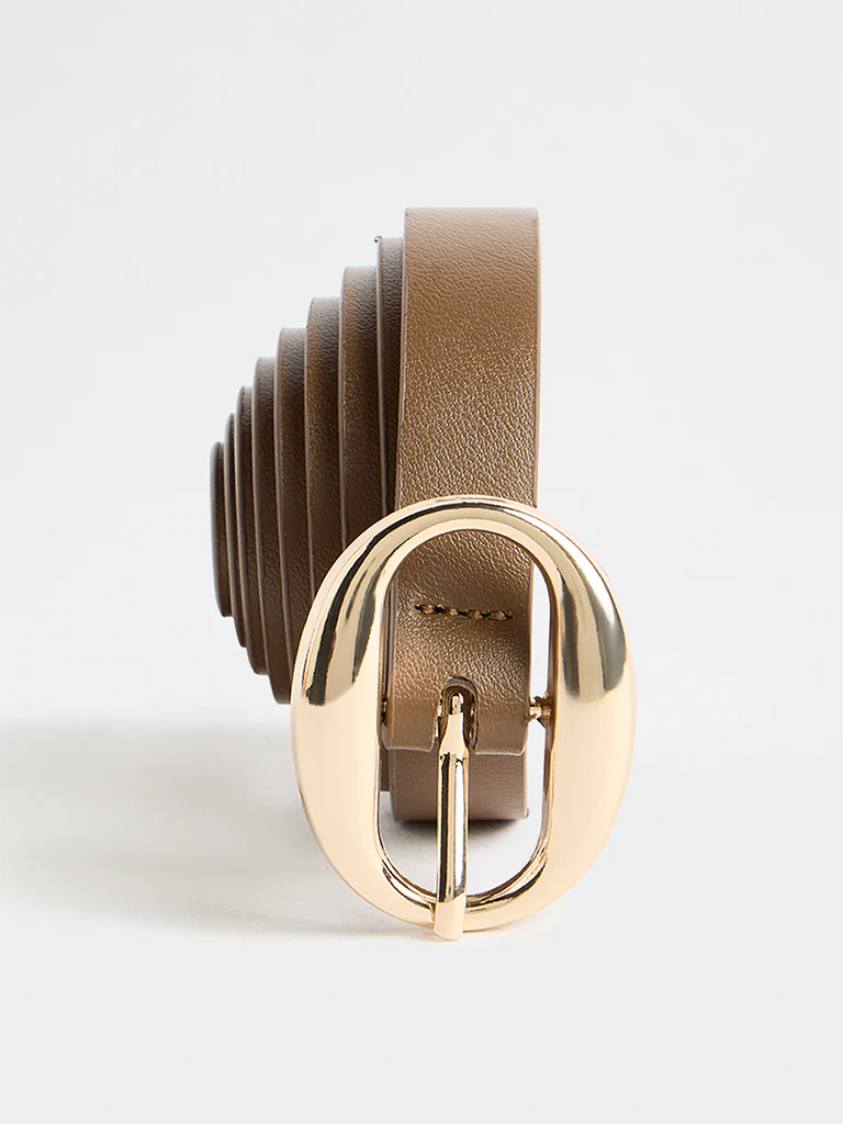 Westside Accessories Brown Oval Buckle Belt