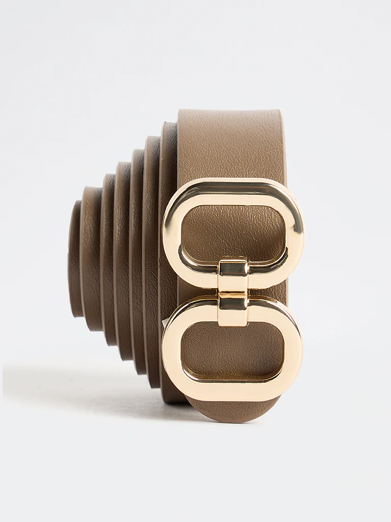 Westside Accessories Brown Oval Buckle Belt