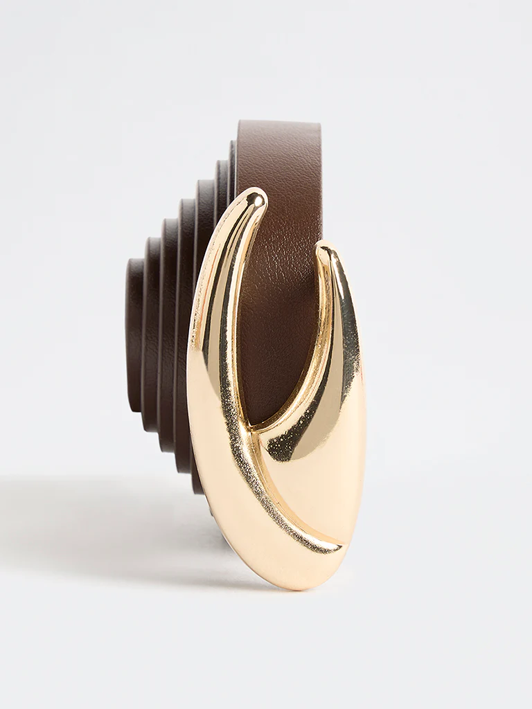 Westside Accessories Brown Puff Buckle Belt