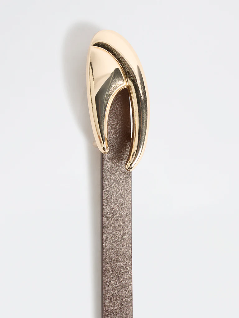 Westside Accessories Brown Puff Buckle Belt - Image 3