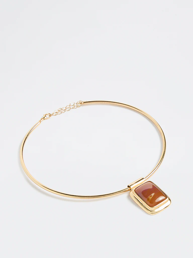 Westside Accessories Brown Resin Pendant Collar Necklace - Image 2