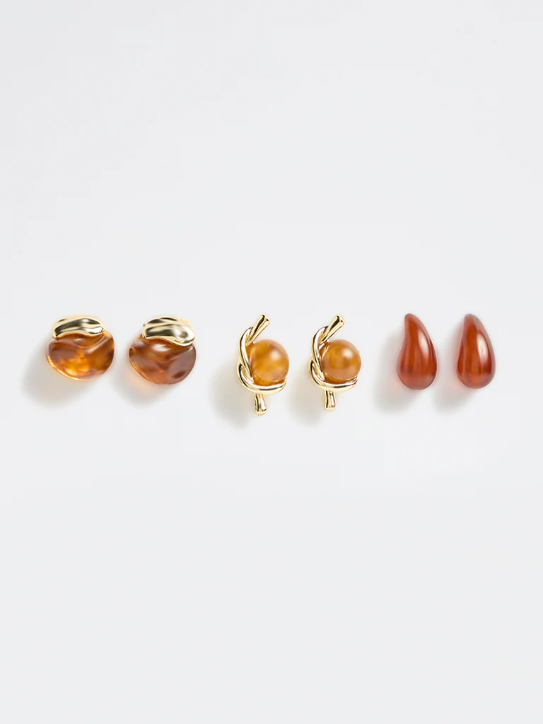 Westside Accessories Brown Resin Stud Earrings