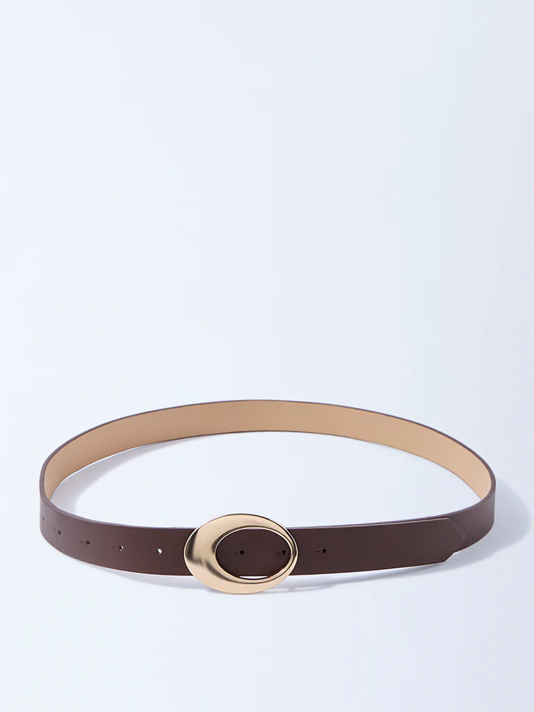 Westside Accessories Brown Round Buckle Belt