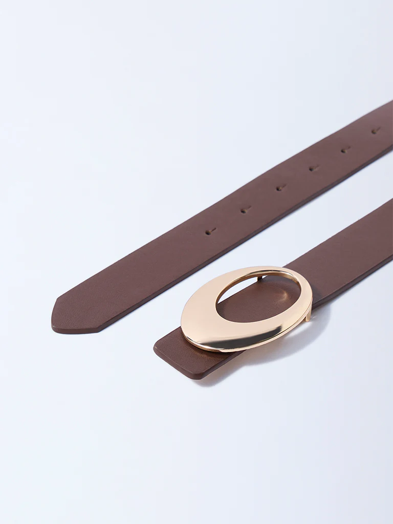 Westside Accessories Brown Round Buckle Belt - Image 3