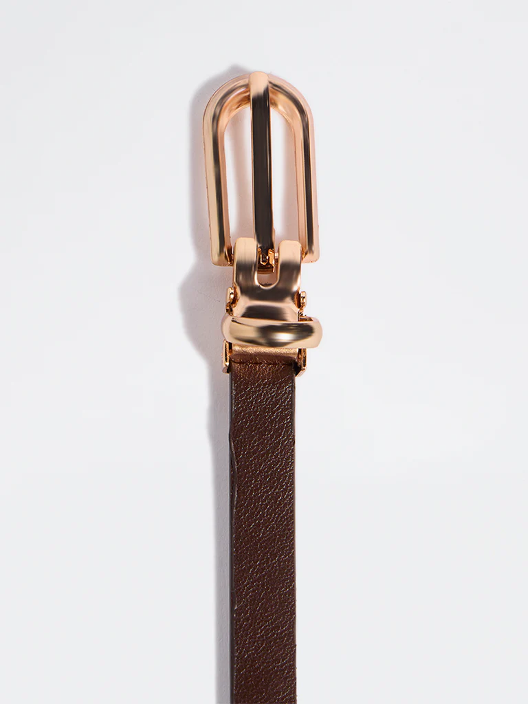 Westside Accessories Brown Sleek Buckle Belt - Image 3
