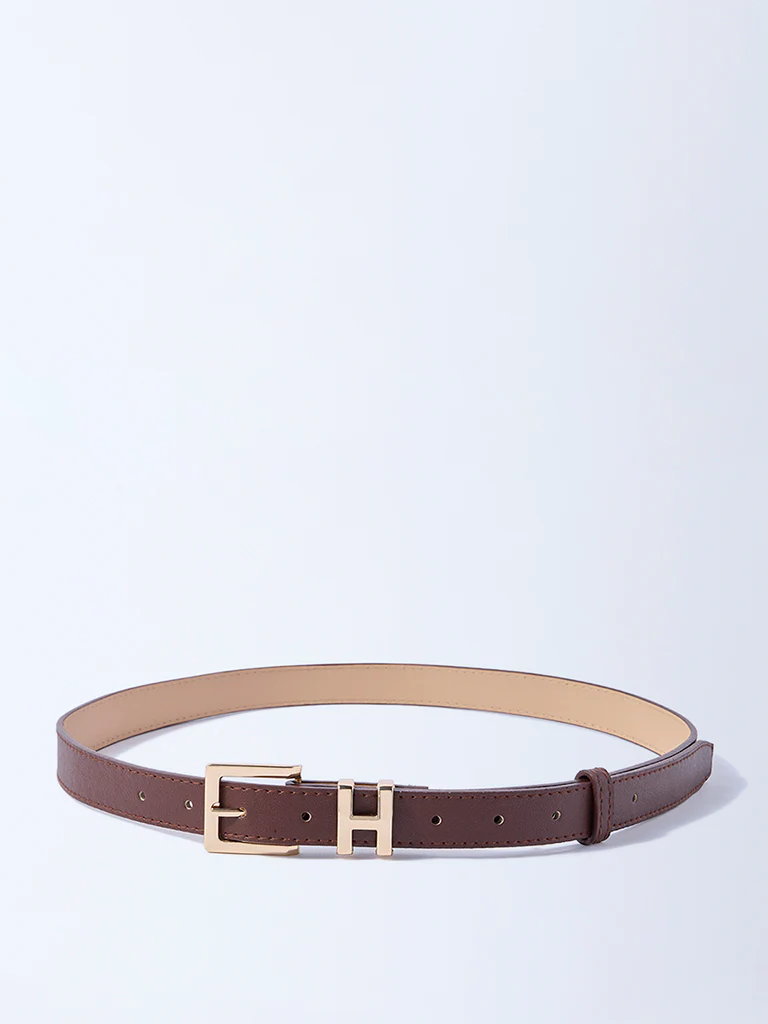 Westside Accessories Brown Square Buckle Belt