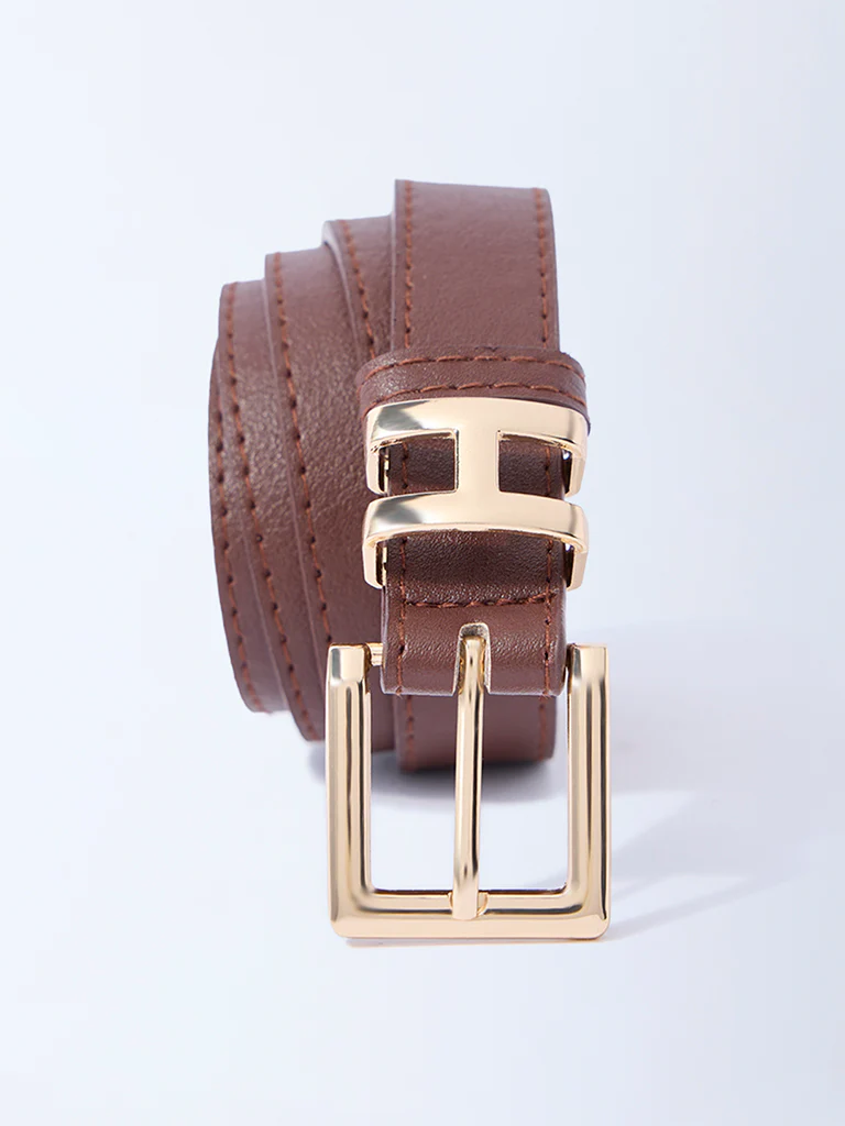 Westside Accessories Brown Square Buckle Belt - Image 2