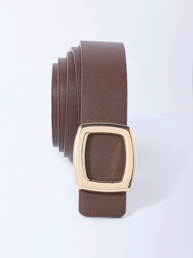 Westside Accessories Brown Square Buckle Belt - Image 2
