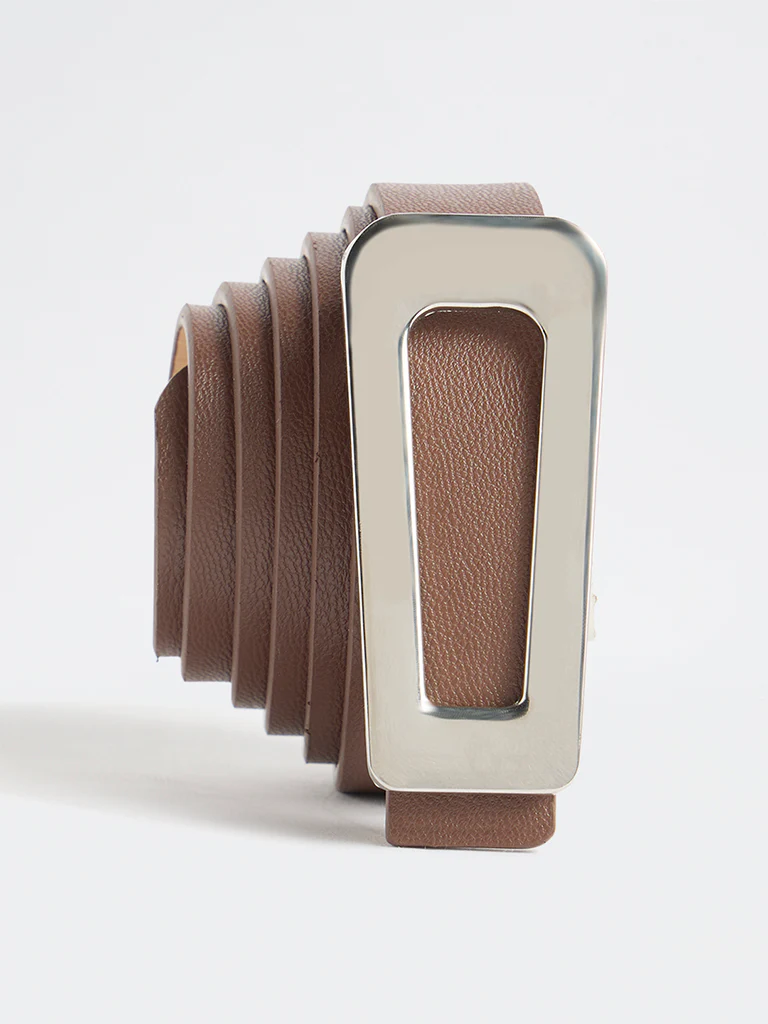 Westside Accessories Brown Triangle Buckle Belt
