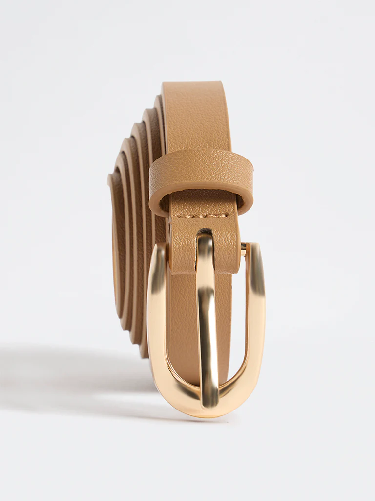 Westside Accessories Brown U-Buckle Slim Belt