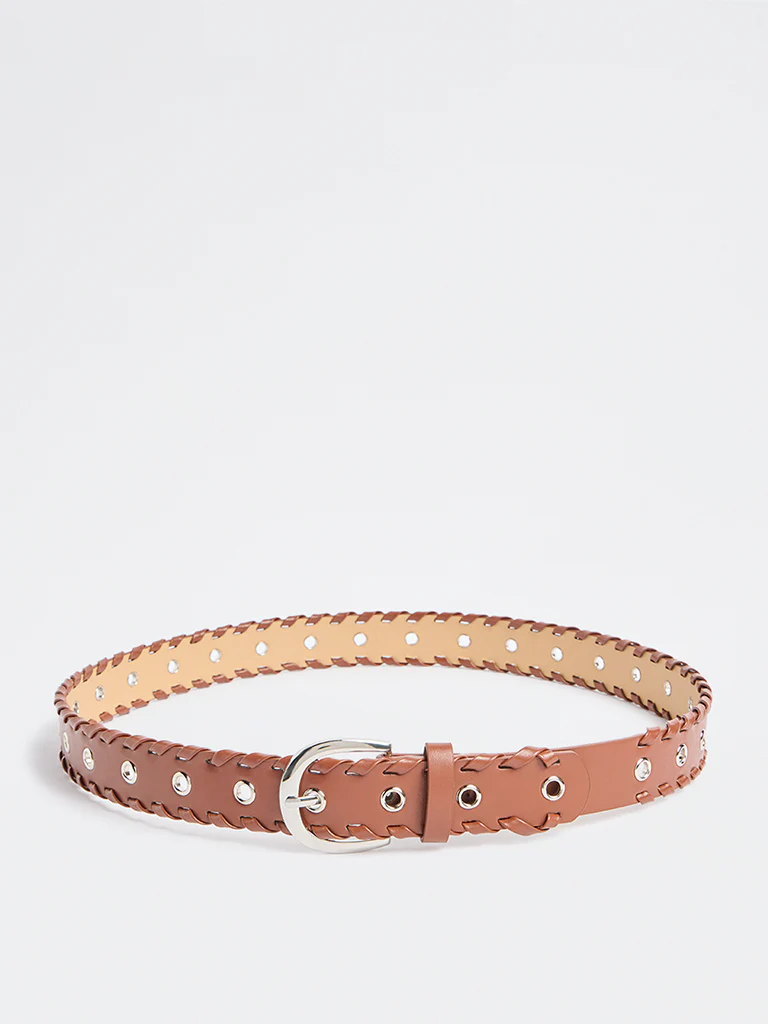 Westside Accessories Brown Woven Design Buckle Belt - Image 2