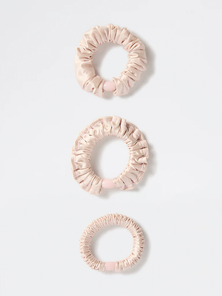 Westside Accessories Champagne Satin Scrunchies - Pack of 3