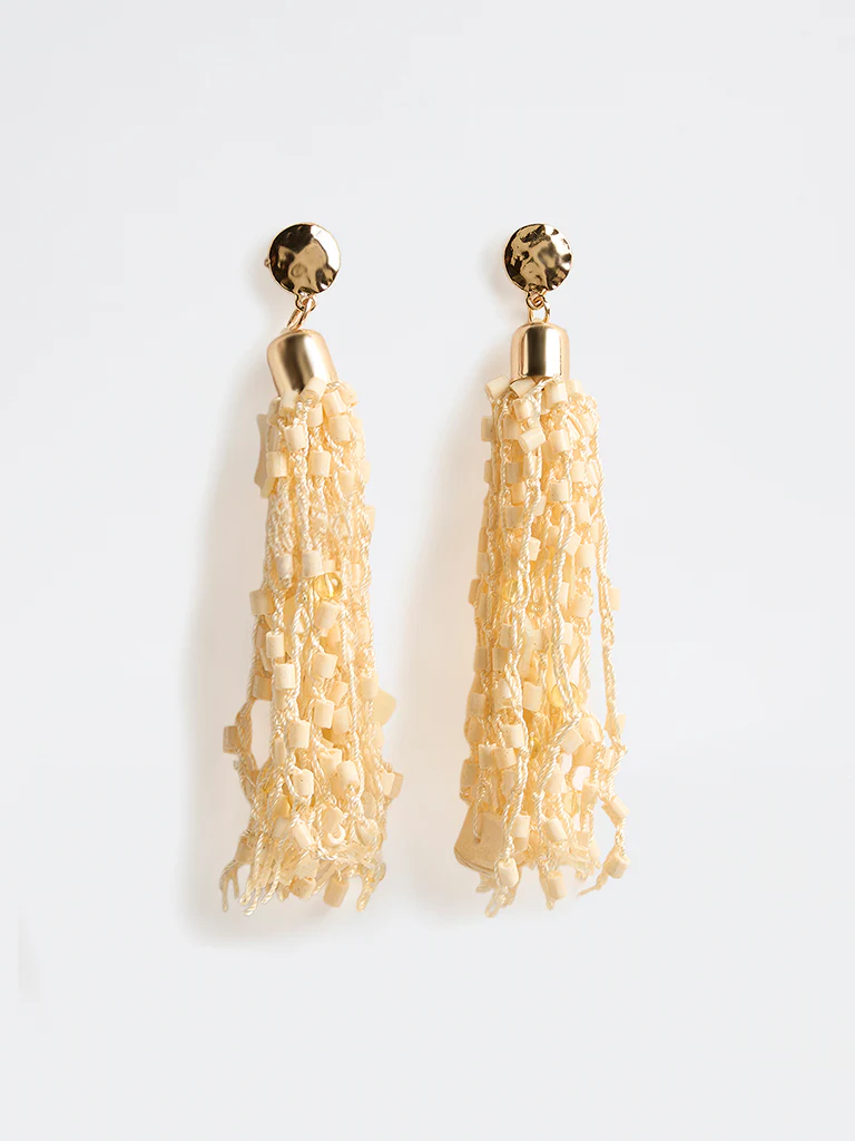 Westside Accessories Cream Statement Tassel Earrings