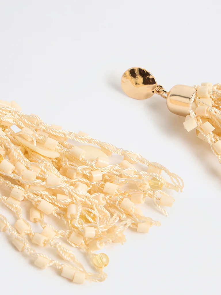 Westside Accessories Cream Statement Tassel Earrings - Image 3