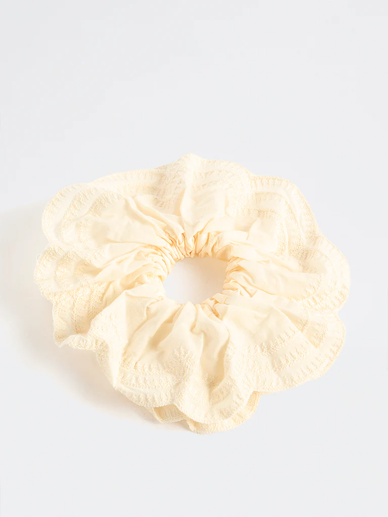 Westside Accessories Cream Textured Scrunchie - Image 2