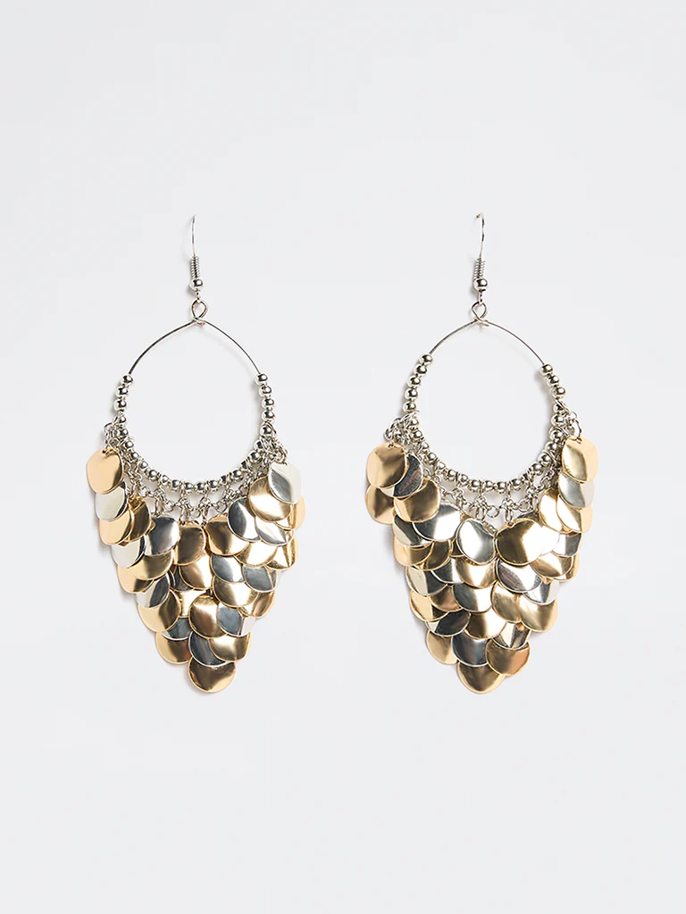 Westside Accessories Dual Toned Disc Statement Earrings