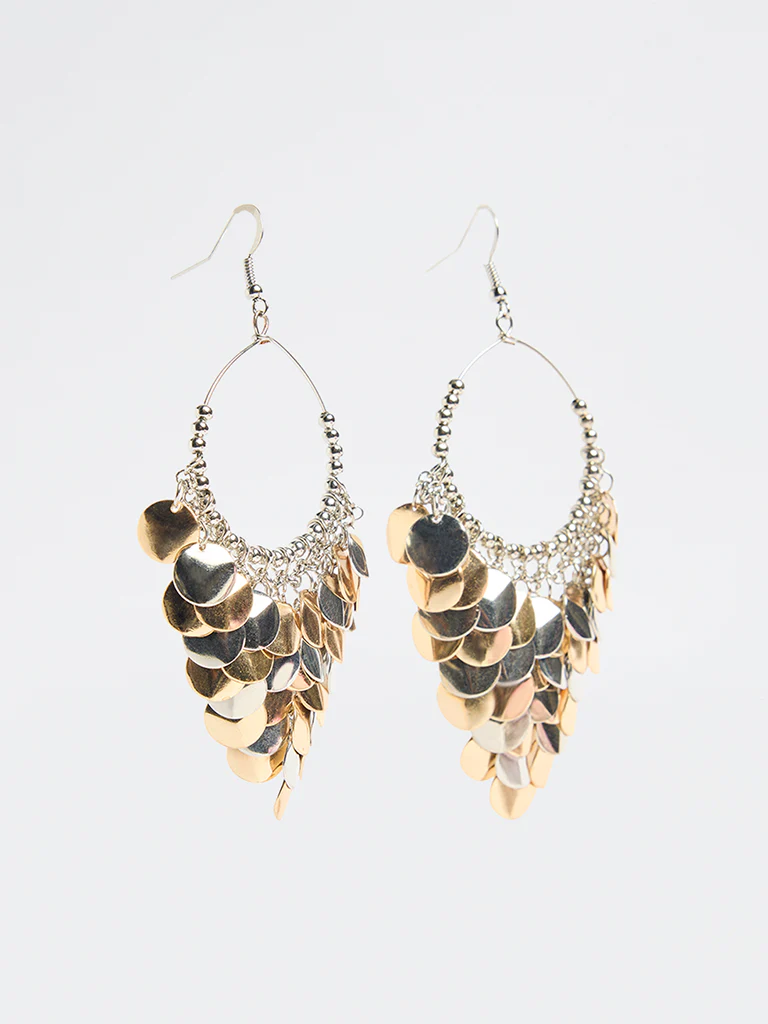Westside Accessories Dual Toned Disc Statement Earrings - Image 2